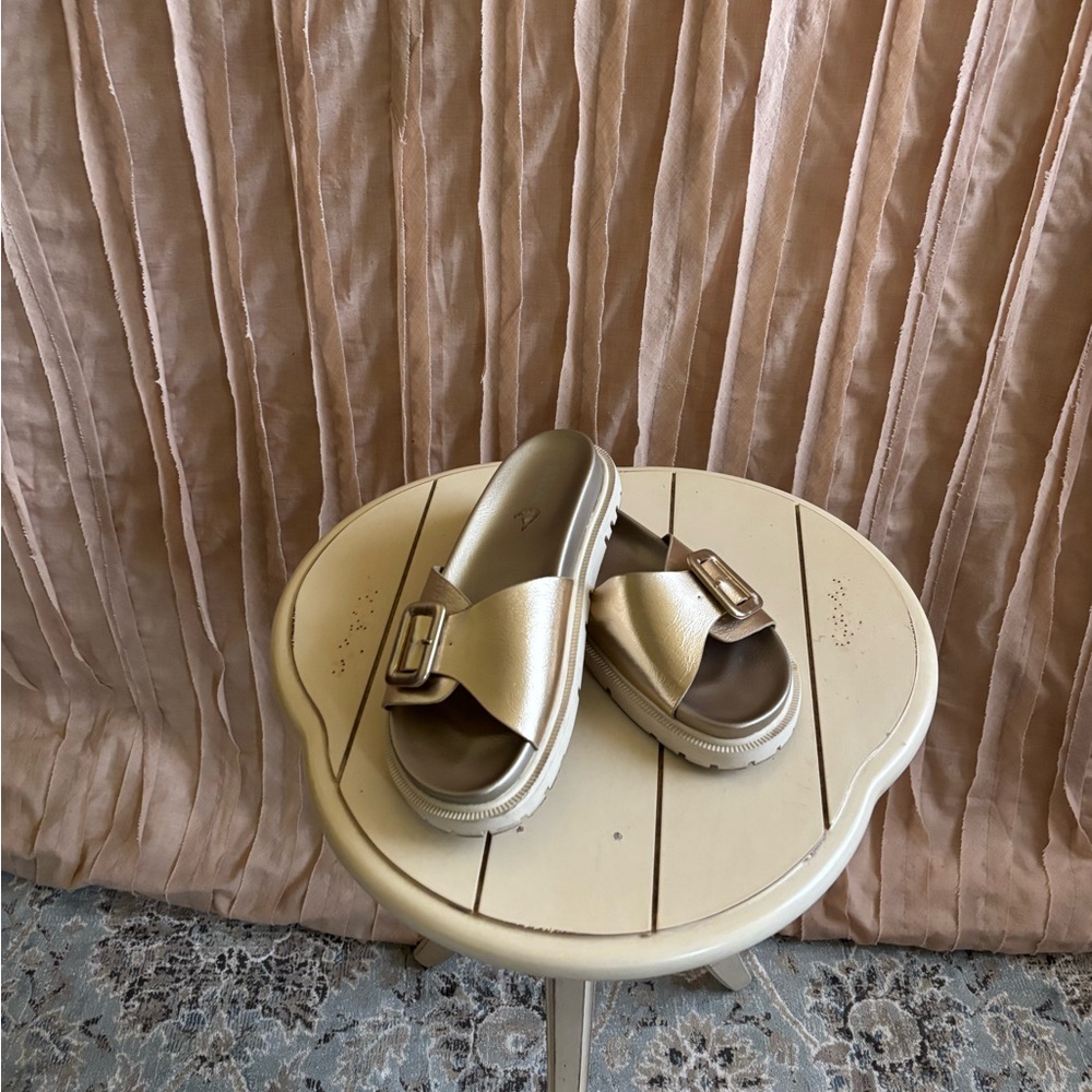 MIA Metallic Gold Slide Sandals
